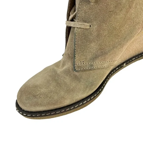J CREW MACALISTER Wedge Boots Ankle Booties Genuine Leather Suede Shoes sz 8 - Picture 11 of 16